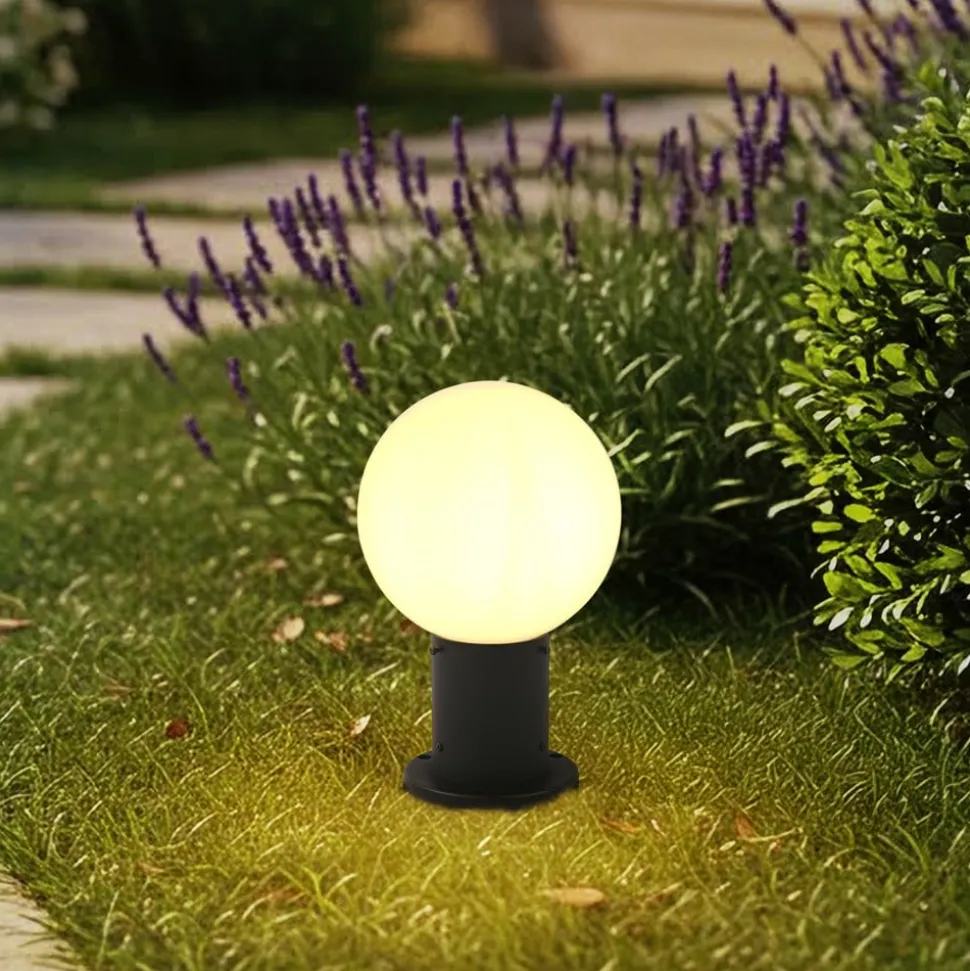 Lindby Dangan sokkellamp, wit, hoogte 32 cm, glas, metaal