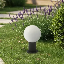 Lindby Dangan sokkellamp, wit, hoogte 32 cm, glas, metaal