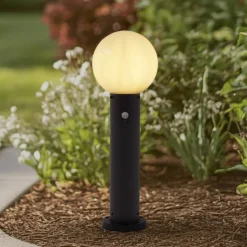 Lindby Dangan sokkellamp, wit, 60 cm, glas, sensor