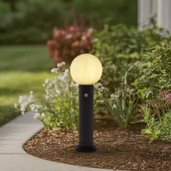 Lindby Dangan sokkellamp, wit, 60 cm, glas, sensor