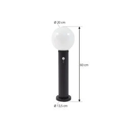 Lindby Dangan sokkellamp, wit, 60 cm, glas, sensor
