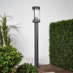 Lindby Djori tuinpadverlichting, 80 cm, antraciet, roestvrij staal, E27