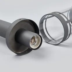 Lindby Djori tuinpadverlichting, 80 cm, antraciet, roestvrij staal, E27