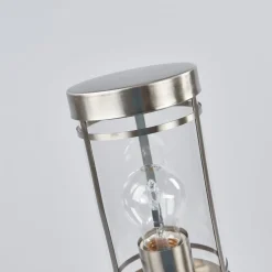 Lindby Djori tuinpadverlichting, 80 cm, aluminiumkleurig, roestvrij staal, E27