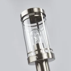 Lindby Djori tuinpadverlichting, 80 cm, aluminiumkleurig, roestvrij staal, E27