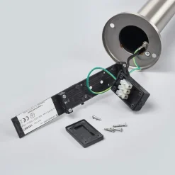 Lindby Djori tuinpadverlichting, 80 cm, aluminiumkleurig, roestvrij staal, E27