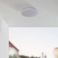 Lindby Doki LED buiten plafondlamp, 34 cm, wit, kunststof