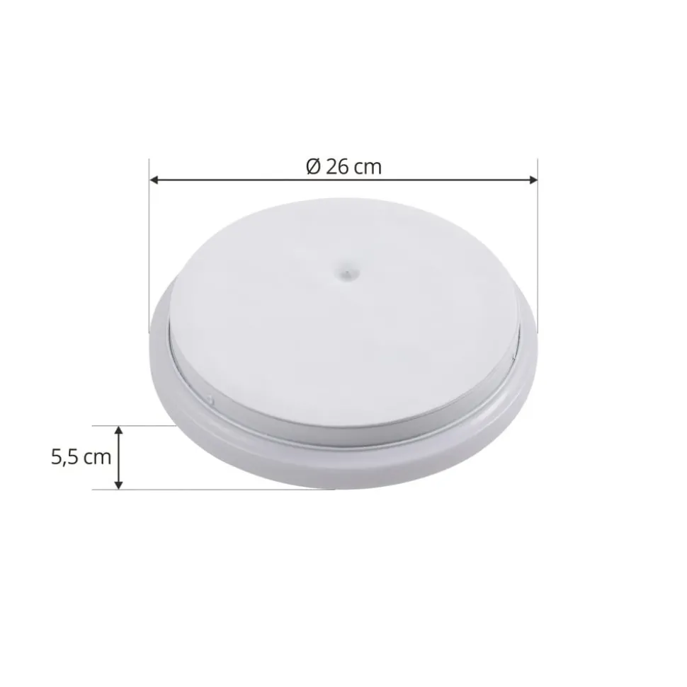 Lindby Doki LED buiten plafondlamp, 26 cm, wit, kunststof