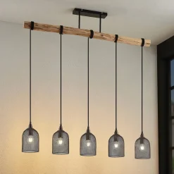 Lindby Dolcin hanglamp met mesh-kappen 5-lamps