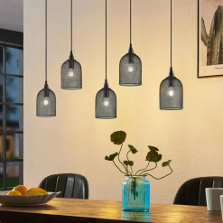 Lindby Dolcin hanglamp met mesh-kappen 5-lamps