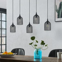 Lindby Dolcin hanglamp met mesh-kappen 5-lamps