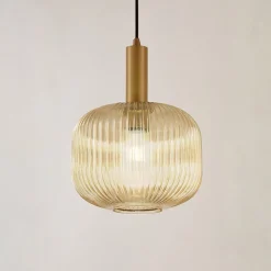 Lindby Doroteo hanglamp, 25 cm, 1-lamp, amber, glas