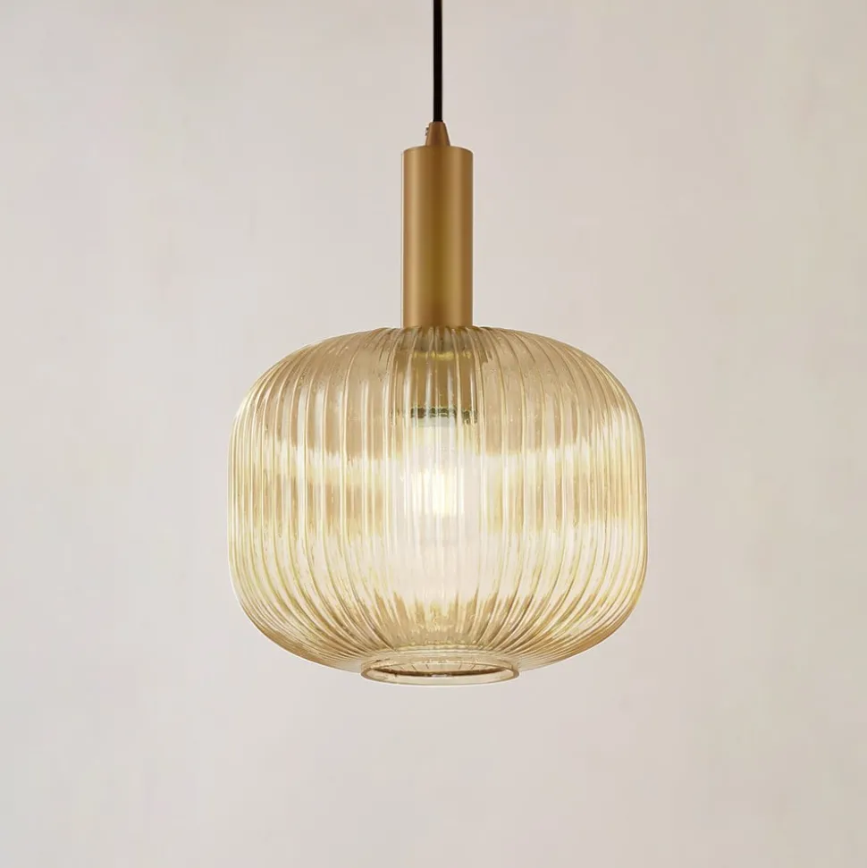 Lindby Doroteo hanglamp, 25 cm, 1-lamp, amber, glas