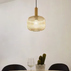 Lindby Doroteo hanglamp, 25 cm, 1-lamp, amber, glas