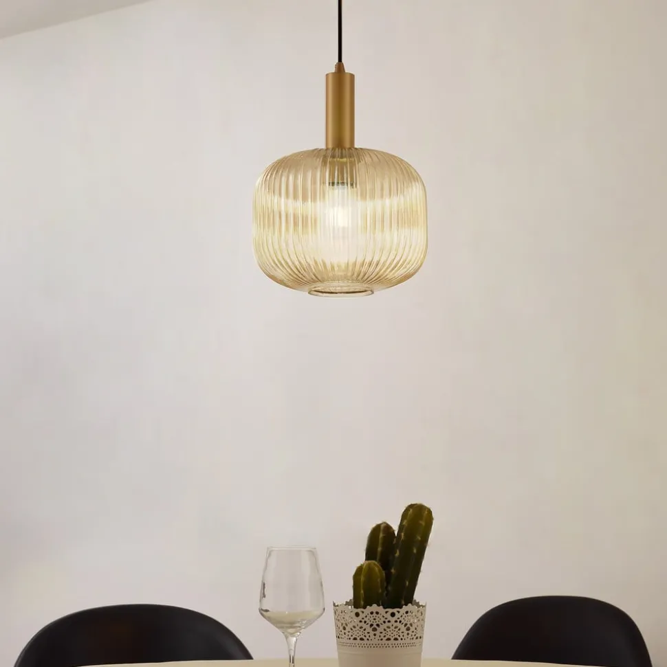 Lindby Doroteo hanglamp, 25 cm, 1-lamp, amber, glas