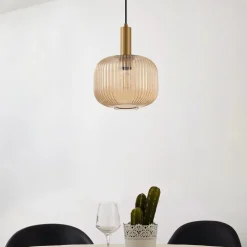 Lindby Doroteo hanglamp, 25 cm, 1-lamp, amber, glas