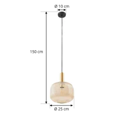 Lindby Doroteo hanglamp, 25 cm, 1-lamp, amber, glas