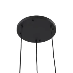 Lindby Doroteo hanglamp, 3-lamps, groen/amber/grijs, glas