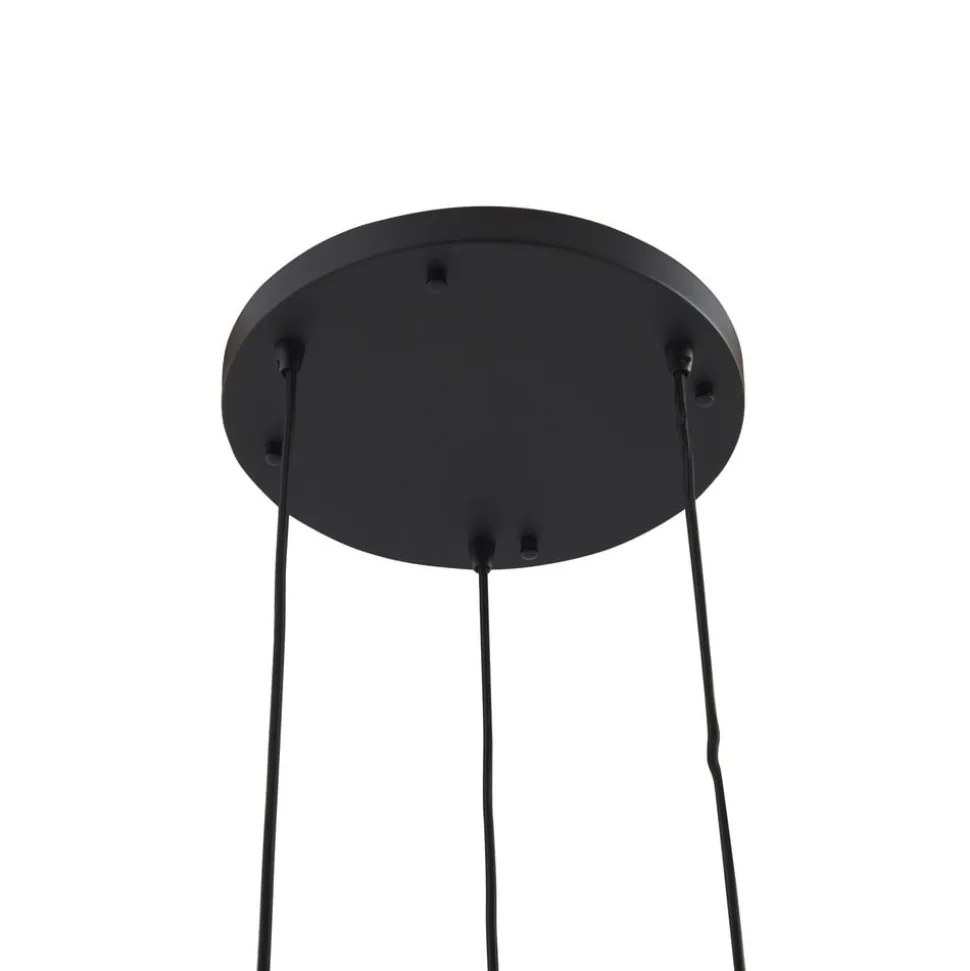 Lindby Doroteo hanglamp, 3-lamps, groen/amber/grijs, glas