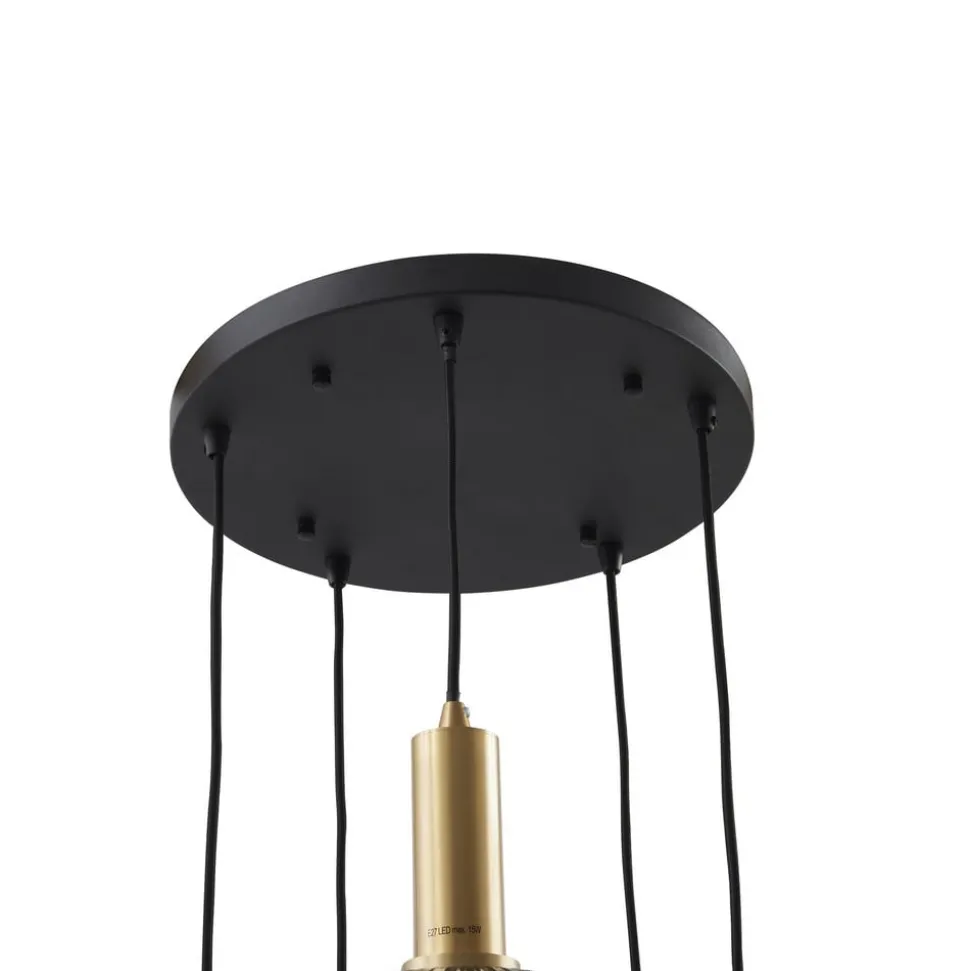 Lindby Doroteo hanglamp, 5-lamps, grijs, glas