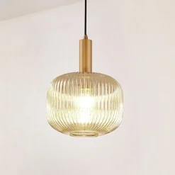 Lindby Doroteo hanglamp, 1-lamp, grijs, glas