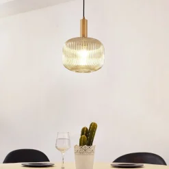 Lindby Doroteo hanglamp, 1-lamp, grijs, glas