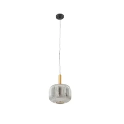 Lindby Doroteo hanglamp, 1-lamp, grijs, glas