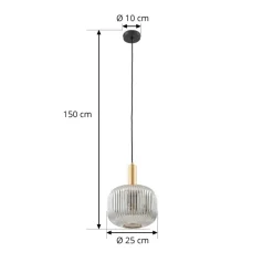 Lindby Doroteo hanglamp, 1-lamp, grijs, glas