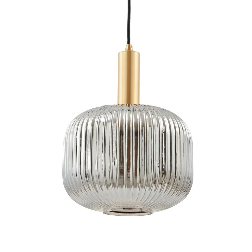 Lindby Doroteo hanglamp, 1-lamp, grijs, glas