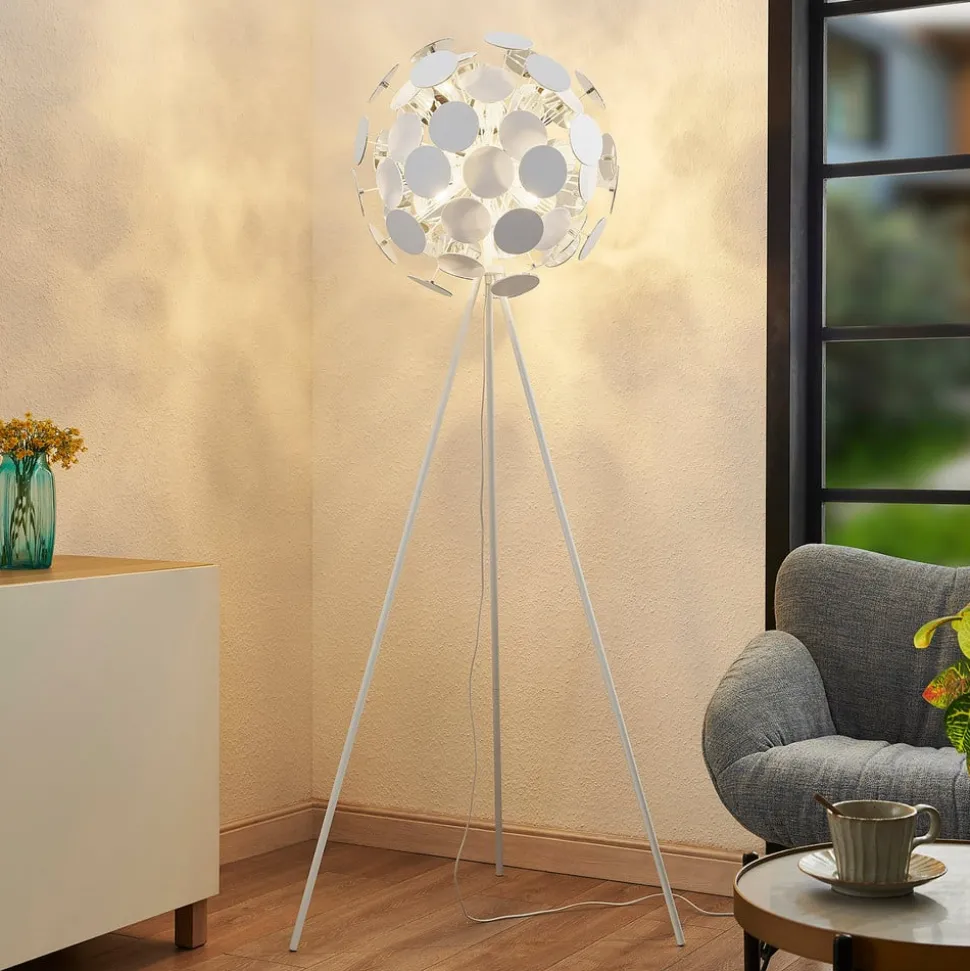 Lindby Dotani vloerlamp met bollamp, wit
