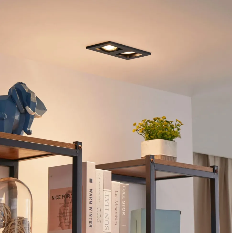 Lindby downlight Thorid, zwart, 19 x 10 cm, 2-lamps, GU10