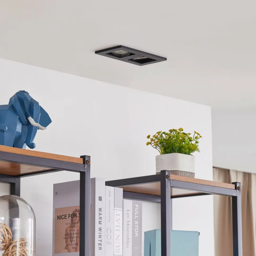 Lindby downlight Thorid, zwart, 19 x 10 cm, 2-lamps, GU10