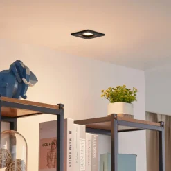 Lindby downlight Thorid, zwart, 10 x 10 cm, set van 10, GU10