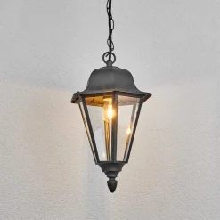 Lindby Edana buiten hanglamp, 40 cm, antraciet, E27, IP44