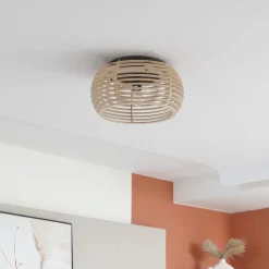 Lindby Ediz plafondlamp, 1-lamp, E27, hout, Ø 44,4 cm