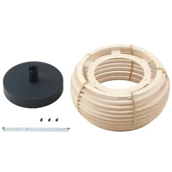 Lindby Ediz plafondlamp, 1-lamp, E27, hout, Ø 44,4 cm