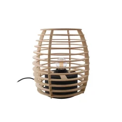 Lindby Ediz tafellamp, zwart, hout, 25 cm hoog, E27