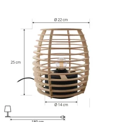 Lindby Ediz tafellamp, zwart, hout, 25 cm hoog, E27