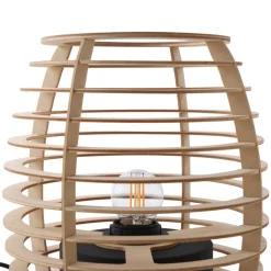 Lindby Ediz tafellamp, zwart, hout, 25 cm hoog, E27