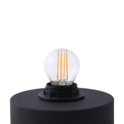 Lindby Ediz tafellamp, zwart, hout, 25 cm hoog, E27