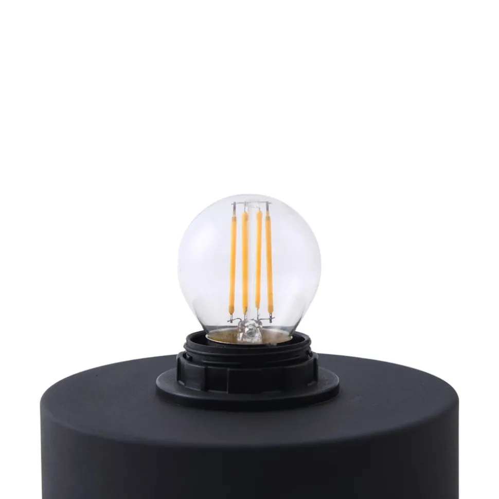 Lindby Ediz tafellamp, zwart, hout, 25 cm hoog, E27