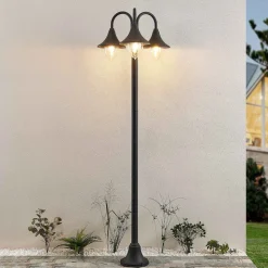 Lindby Edric lantaarnpaal, hoogte 215 cm, antraciet, aluminium