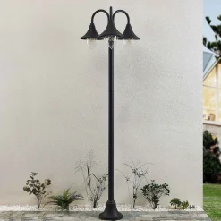 Lindby Edric lantaarnpaal, hoogte 215 cm, antraciet, aluminium