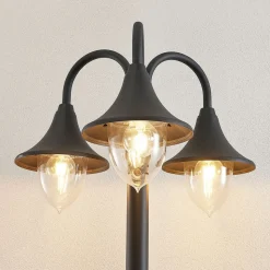 Lindby Edric lantaarnpaal, hoogte 215 cm, antraciet, aluminium