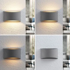 Lindby Edvin wandlamp van beton, halfrond