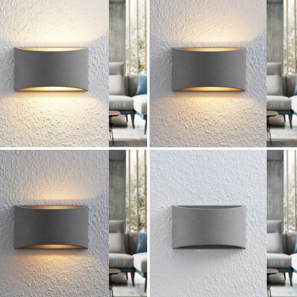 Lindby Edvin wandlamp van beton, halfrond