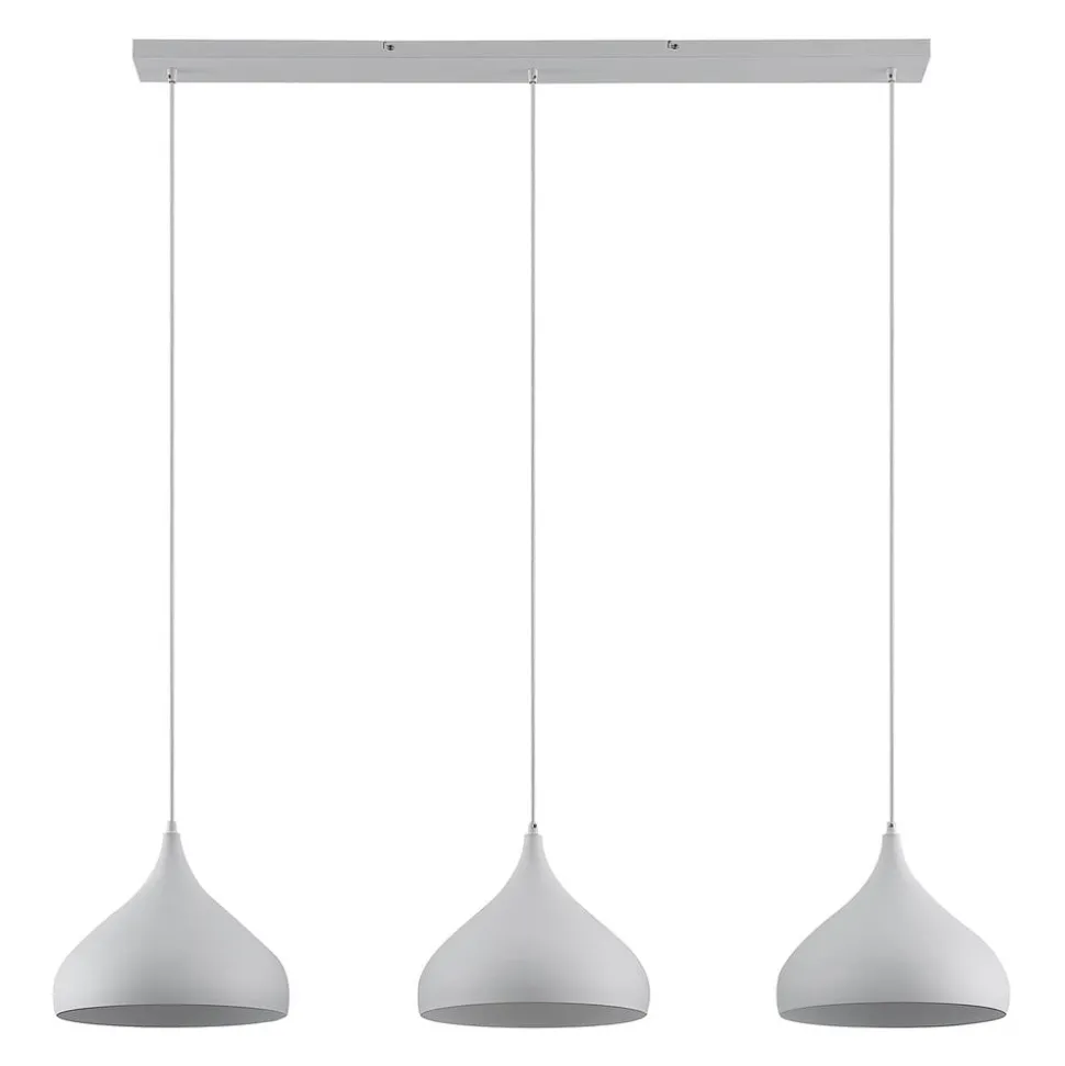 Lindby Elamira hanglamp, wit, metaal, 133 cm, 3-lamps.