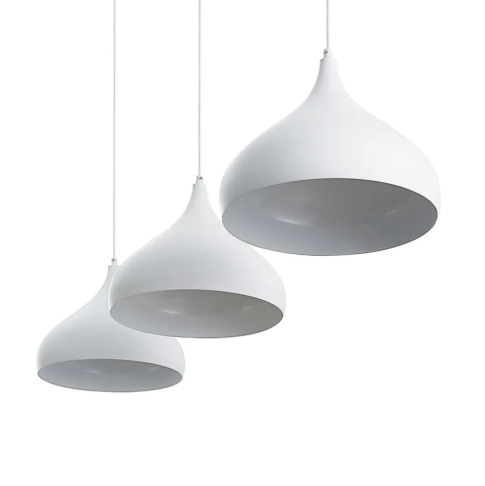 Lindby Elamira hanglamp, wit, metaal, 133 cm, 3-lamps.