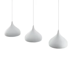 Lindby Elamira hanglamp, wit, metaal, 133 cm, 3-lamps.