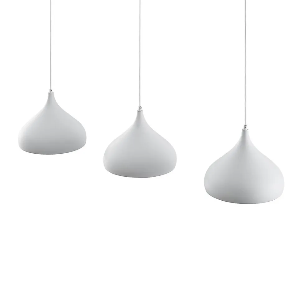 Lindby Elamira hanglamp, wit, metaal, 133 cm, 3-lamps.